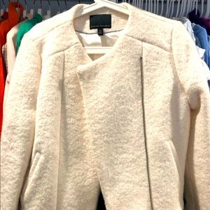 White wool Moto jacket